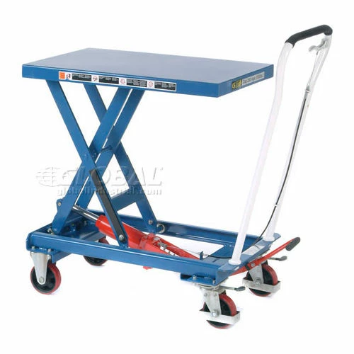 Global Industrial Mobile Single Scissor Lift Table, 32" x 19" Platform, 550 Lb.Capacity 1 Global Industrial Mobile Single Scissor Lift Table, 32" x 19" Platform, 550 Lb.Capacity