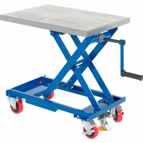 Vestil Mobile Hand Crank Mechanical Scissor Lift Table CART-330-M 330 Lb. Capacity - 27 x 17 Platform 1 Vestil Mobile Hand Crank Mechanical Scissor Lift Table CART-330-M 330 Lb. Capacity - 27 x 17 Platform